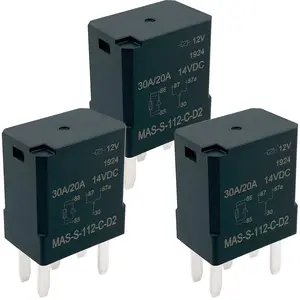 MAS-S-112-C-D2 12V DC Automotive Micro Relay (3-Pack), 30A 5-Pin SPDT Power Switching Module, Replacement for Car Lighting, Horn, and Engine Management Systems