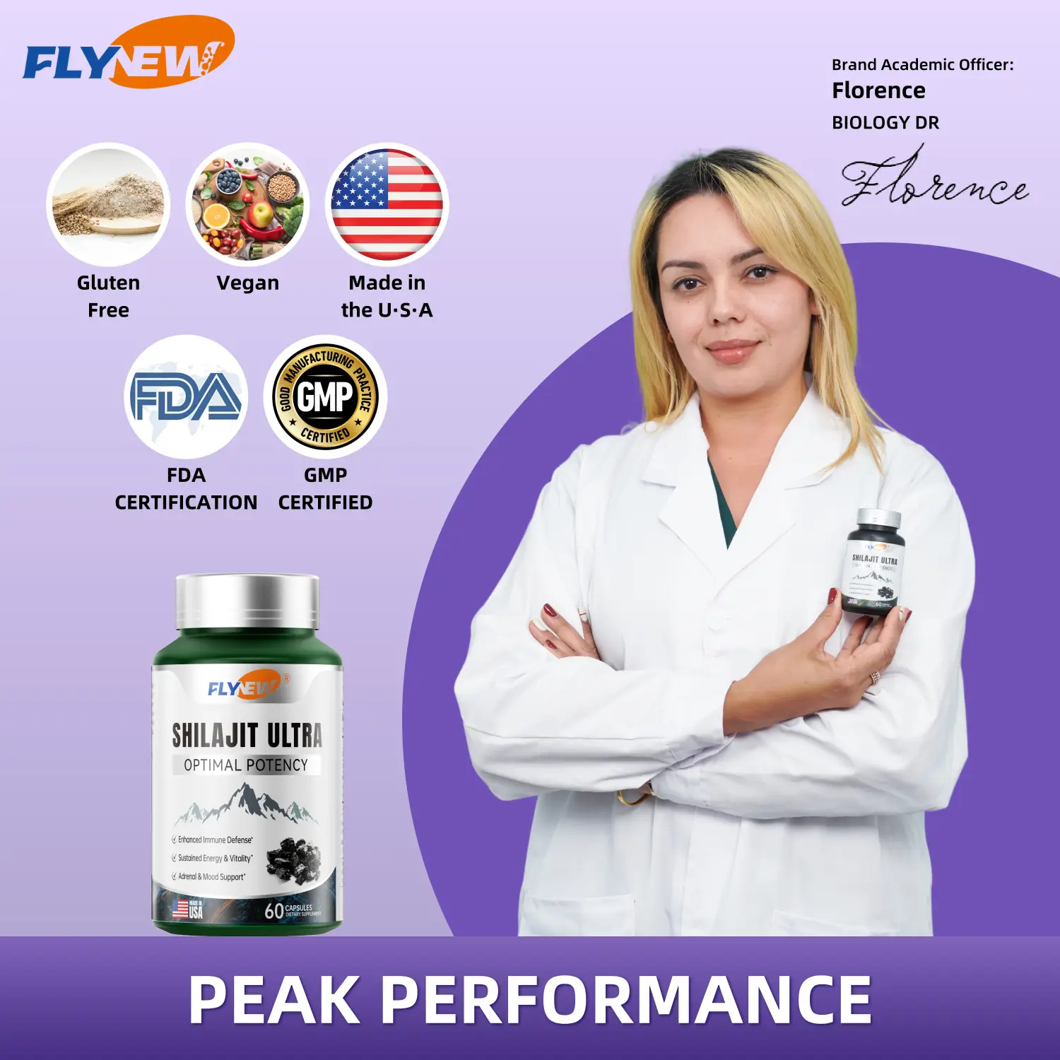 Flynew Optimal Potency Shilajit Ultra 60 Capsules Made in USA with Essential Minerals for Healthy Aging and Immune System Support - Edible, Healthcare
