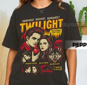 Retro 90's  Twilight T-Shirt, Twilight Comic Book, Edward Cullen, Bella Swan Fan Bootleg Tee T-Shirt, Gift For Women and Man Trending Viral Top T-Shirt, Sweatshirt, Hoodie