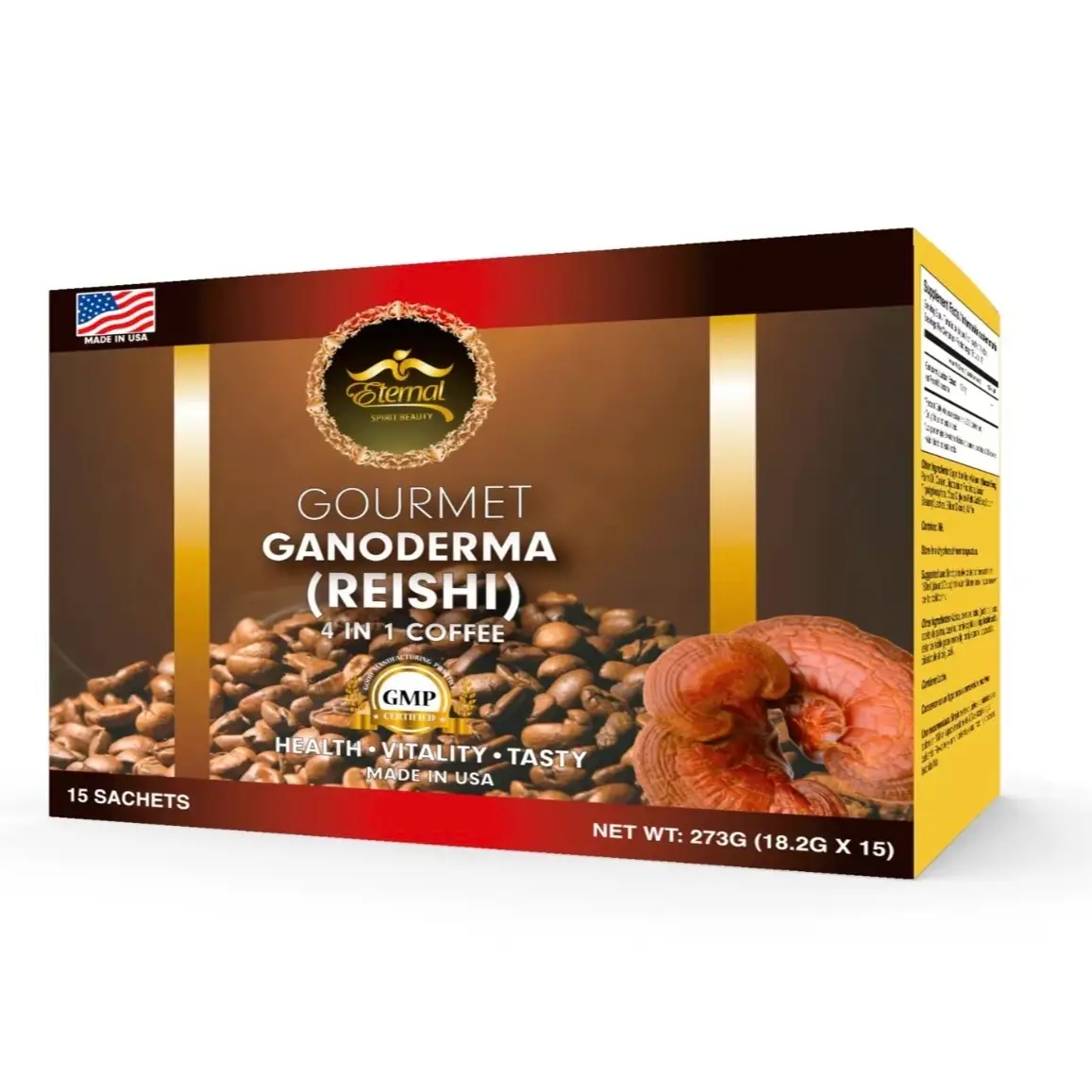 Eternal Gourmet Ganoderma coffee 4 in 1 Reishi , mushroom coffee cafe de ganoderma kidney tea natural herbal