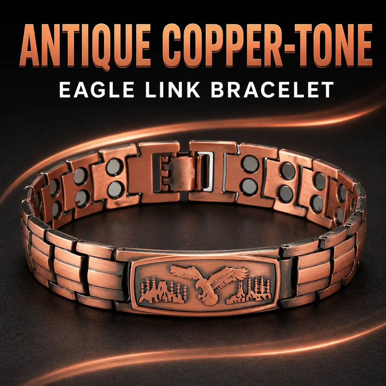 Men's Stylish Zinc Alloy Copper Bracelet (2-Piece Set with Adjuster), Adjustable Size, Ideal Father's Day Jewelry Gift
