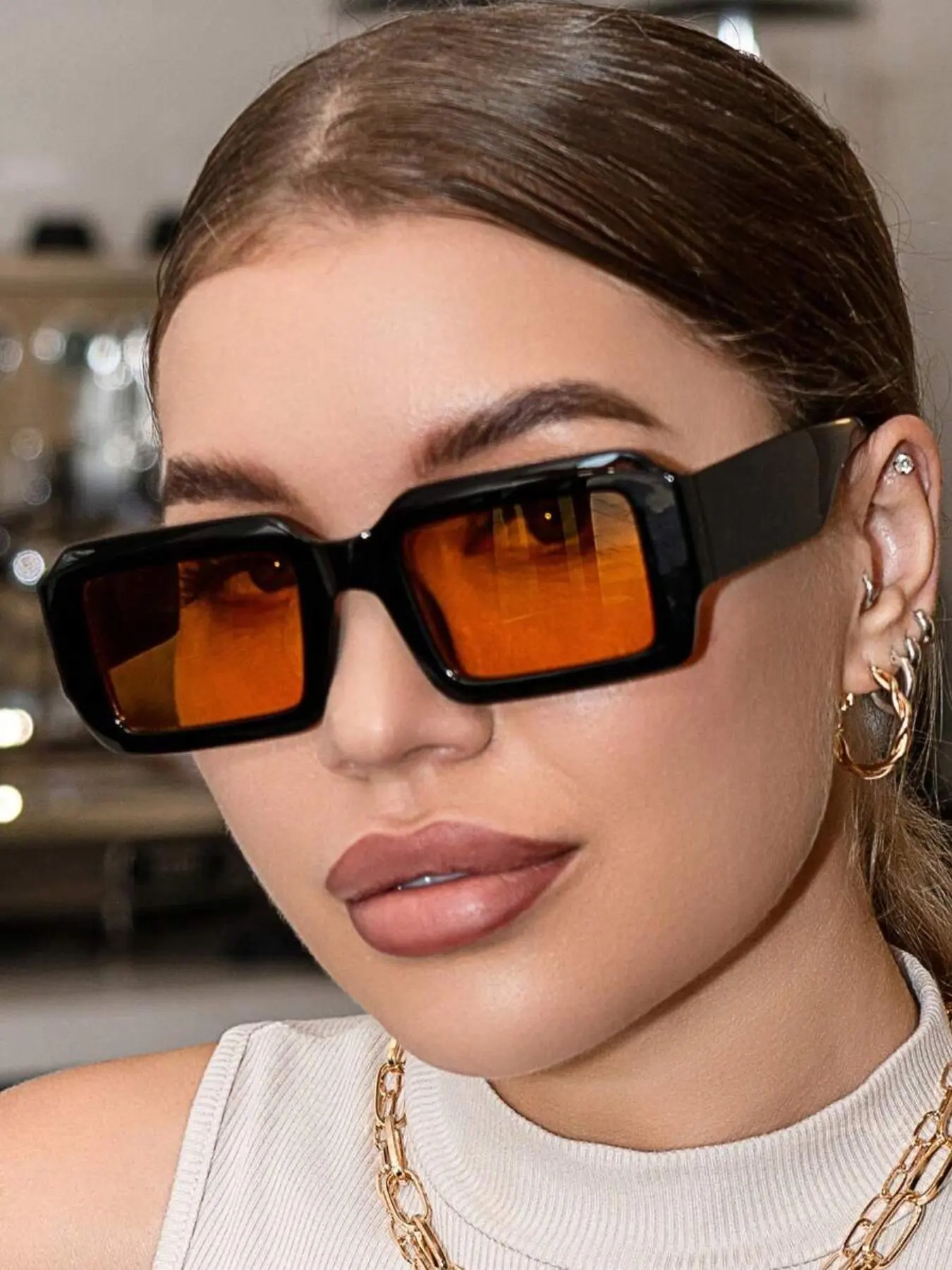 Unisex Vintage Rectangle Frame Sunglasses, Trendy Casual Sunglasses for Everyday Use, Fashion Accessories for Outdoor Activities, Styling Sunglasses, Fashionable Frames Sunglasses, Summer Sunglasses, Sun Protective Sunglasses, Vintage Rectangle Shades