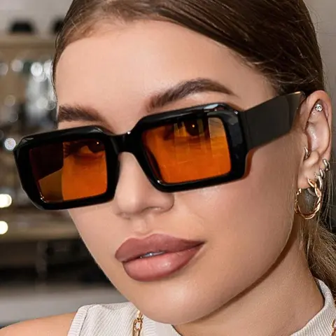 Unisex Vintage Rectangle Frame Sunglasses, Trendy Casual Sunglasses for Everyday Use, Fashion Accessories for Outdoor Activities, Styling Sunglasses, Fashionable Frames Sunglasses, Summer Sunglasses, Sun Protective Sunglasses, Vintage Rectangle Shades