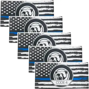 Thin Blue Line Sticker Code 4 American Flag Decal for Cars Trucks Windows Laptops 6X3 Inches Vinyl Black Blue 5PCS Patriotic Vehicle Exterior Decor