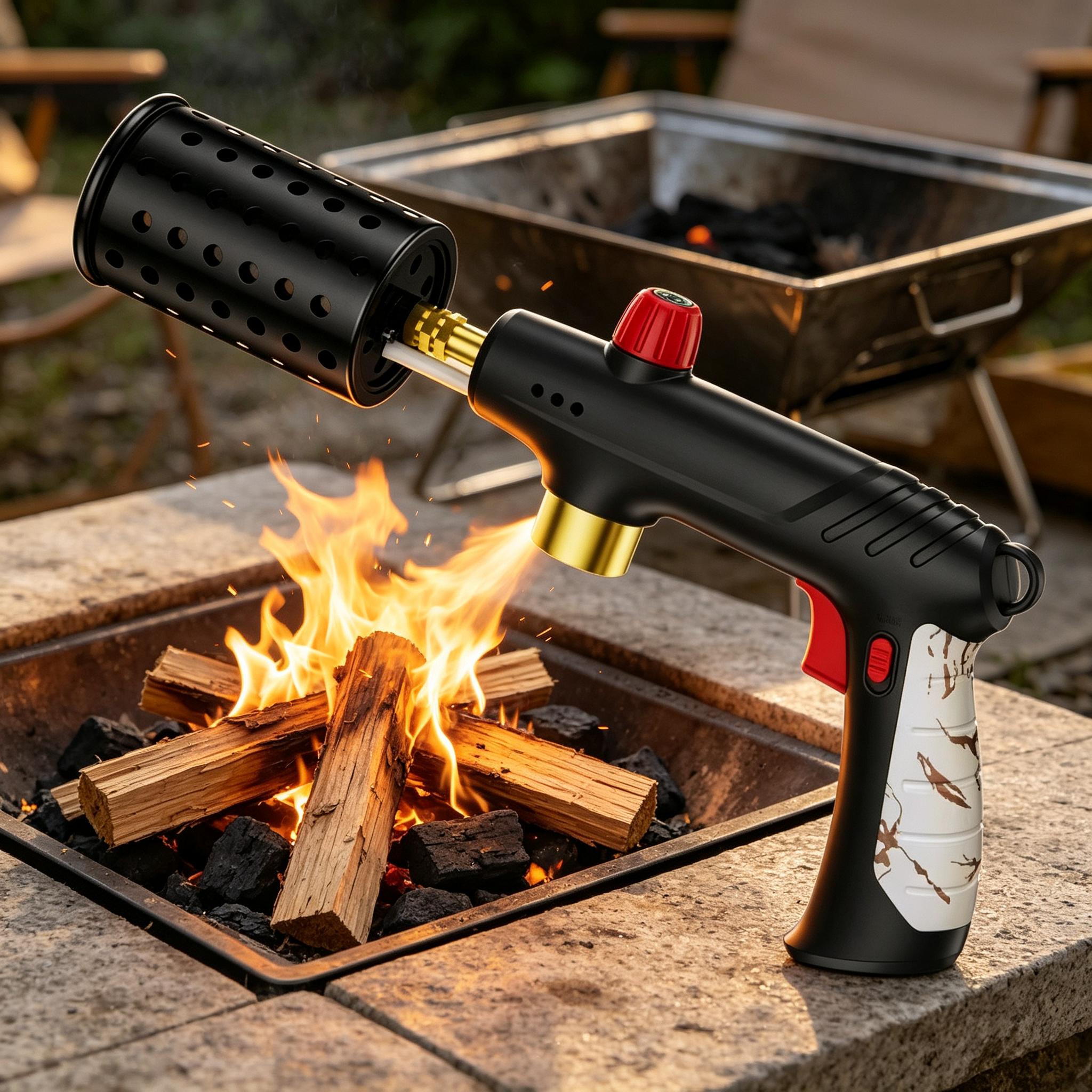 Blow Torch with Turbo Mode & Safety Lock, Charcoal Lighter for Cooking, BBQ, Searing Steak, Backyard Grill, Fuel Tank Not Included