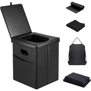 16.5" XL for Camping, Foldable Travel for Adults with Cushioned Seat, Duty 190lbs Capacity Commode for Car, Road Trip, Emergency & Bedside