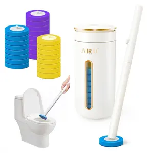 Wall-Mounted Disposable Toilet Brush with Replaceable Heads | Adhesive Installation, Space-Saving, Ergonomic No-Bend Handle | Hygienic Toilet Cleaner for Home & Commercial Use