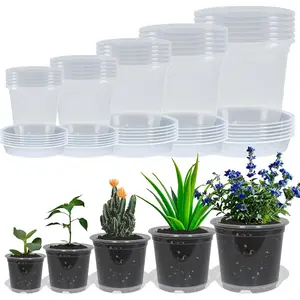 30 Pack 3/4/5/6/7 Inch Clear  Pots with Drainage and 30 Pack  Saucers,  Pots for  Transparent Potting Containers for  Seeding Starter Pot (Clear, 3/4/5/6/7 Inch)