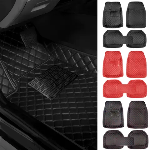 Waterproof Universal Fit Car Floor Mats, Leather Car Carpet Mats, Anti-Slip Nibbs Backing & Driver Pad Fit for SUV,Vans,sedans, Trucks,Set of 5pcs
