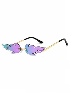 Flame Frame Glasses, Personalized Fashion Flame Eyewear, Metal Material, Perfect for Party Photos, Daily Decoration