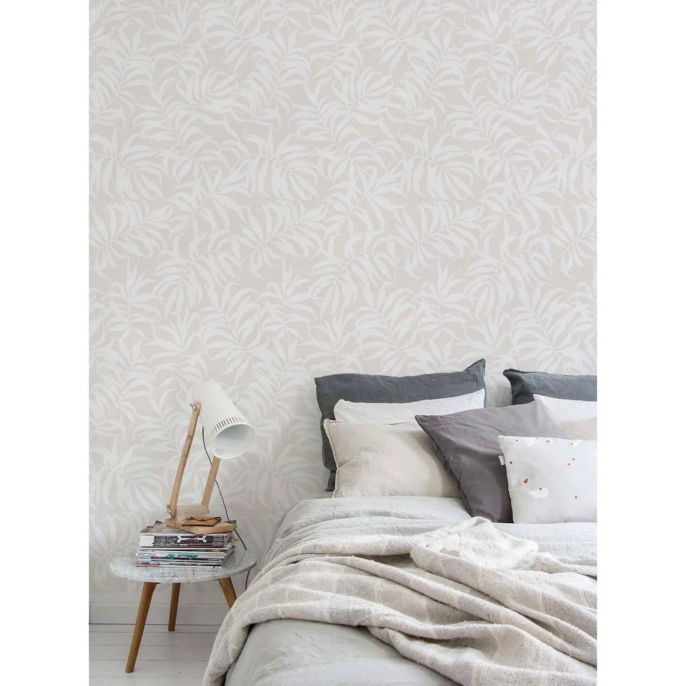 Tropical Palm Leaves Solid Pastel Decorative Peel and Stick Wallpaper, Self Adhesive Wallpaper Designs for Home Improvement, Peel And Stick Wallpaper Designs