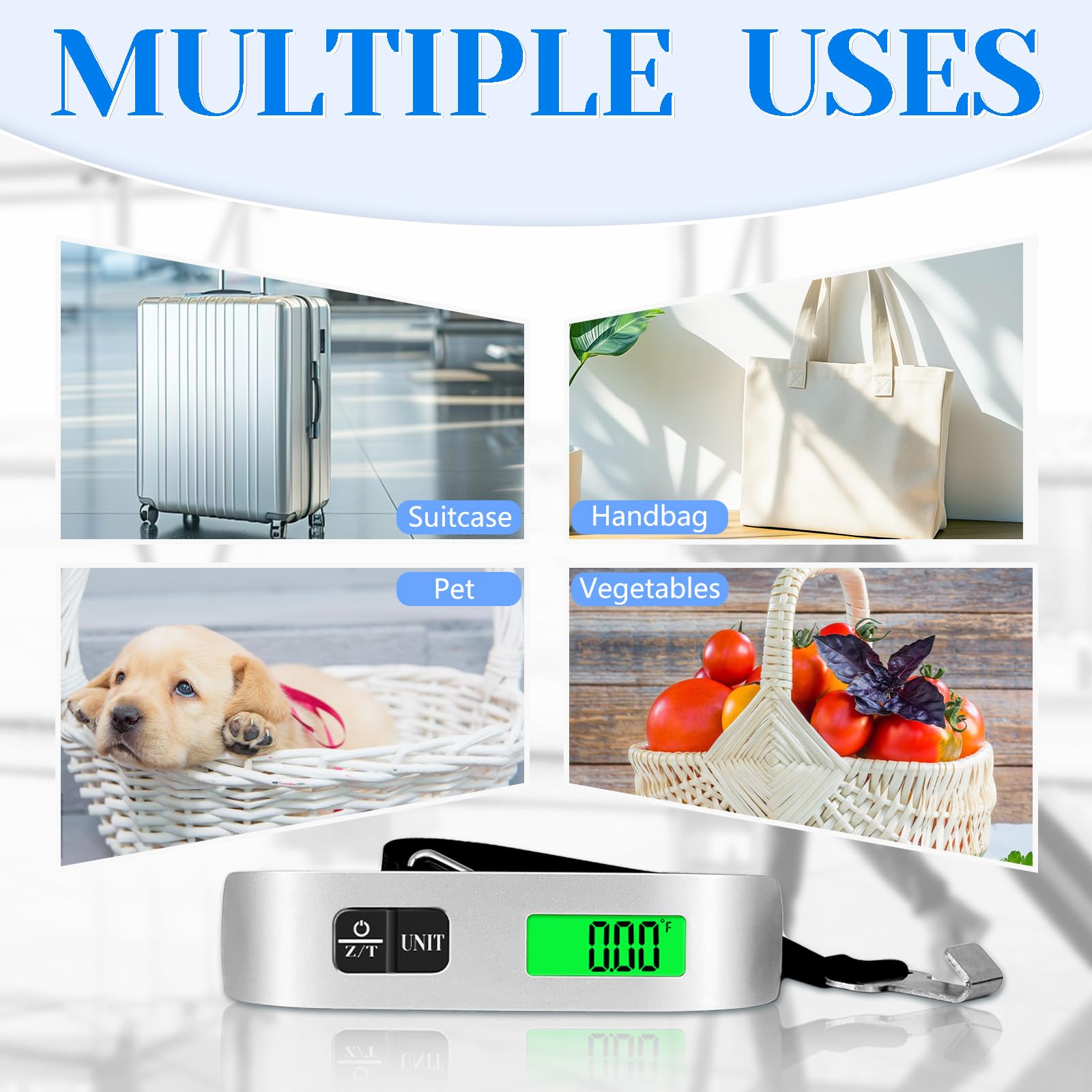 TikTok Travel Hack | 110lb Digital Luggage Scale | 4 Unit Switch Backlit Weigher for Travel, Home & Markets