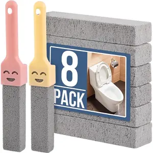 8 Pack Pumice Stone Toilet Bowl Cleaner with Handle – Hard Water Ring Remover, Non-Scratch Bathroom Cleaning Stick, Eco-Friendly Pumice Scrubber for Toilets, Pools, Spas, Grills, Rust & Stain Removal, toilet cleaner