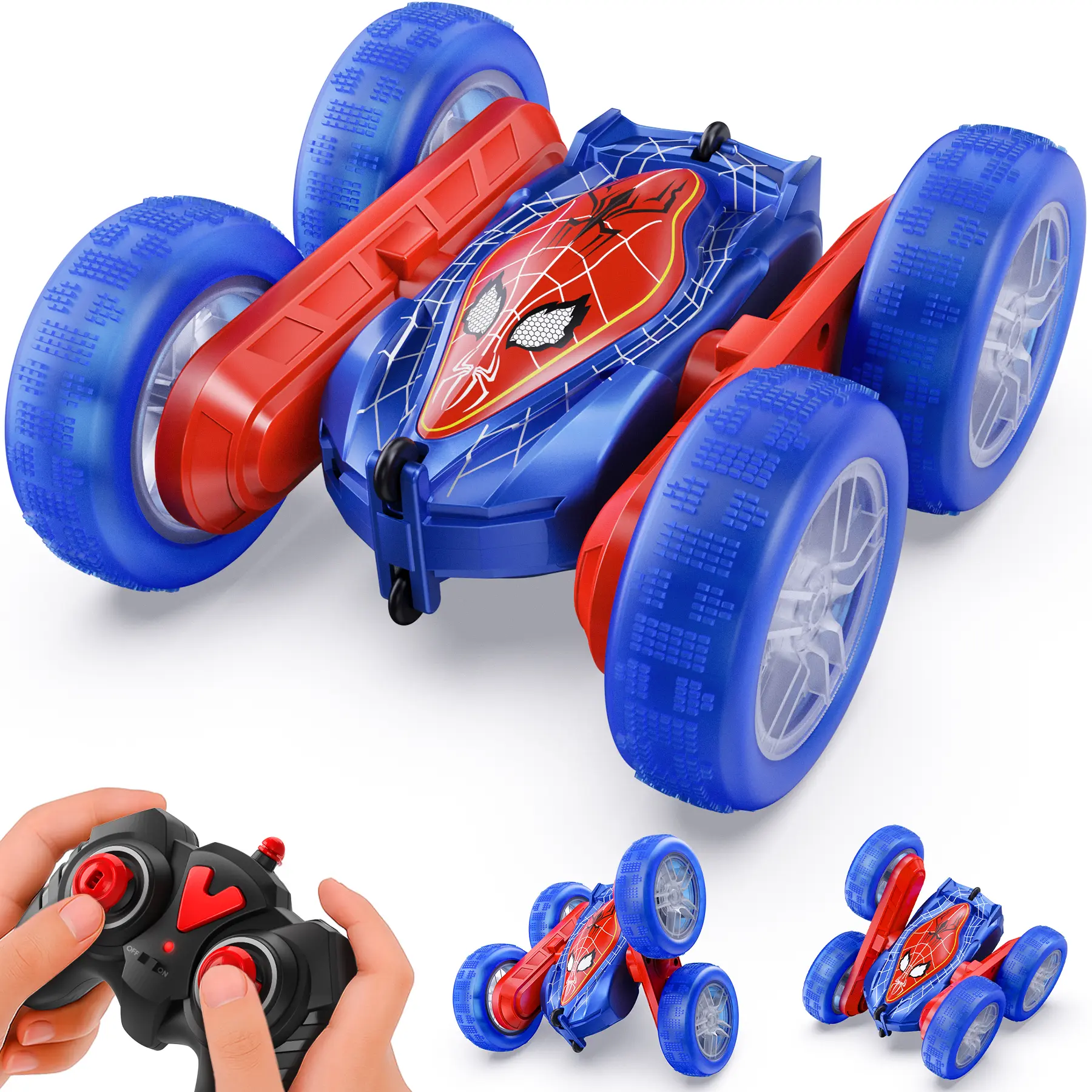 Veeniix Ultra V996 Spider RC Model Car - 4WD Radio-Controlled Car, Remote Controlled Vehicle, 360° Double-Sided Flip, Impact-Resistant Rubber, Rugged Chassis, Rechargeable Stunt Toy for Kids 4-12, Indoor Outdoor Use, Radio-Controlled Cars