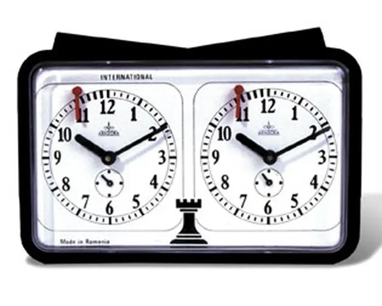 Sunnywood 3246B Plastic Mechanical Gaming Chess Clock - Analog Clock with Extra Large Dial, Secure Locking Device, Black Artwork for Game Rooms, Home Decor (Enhances Game Play)