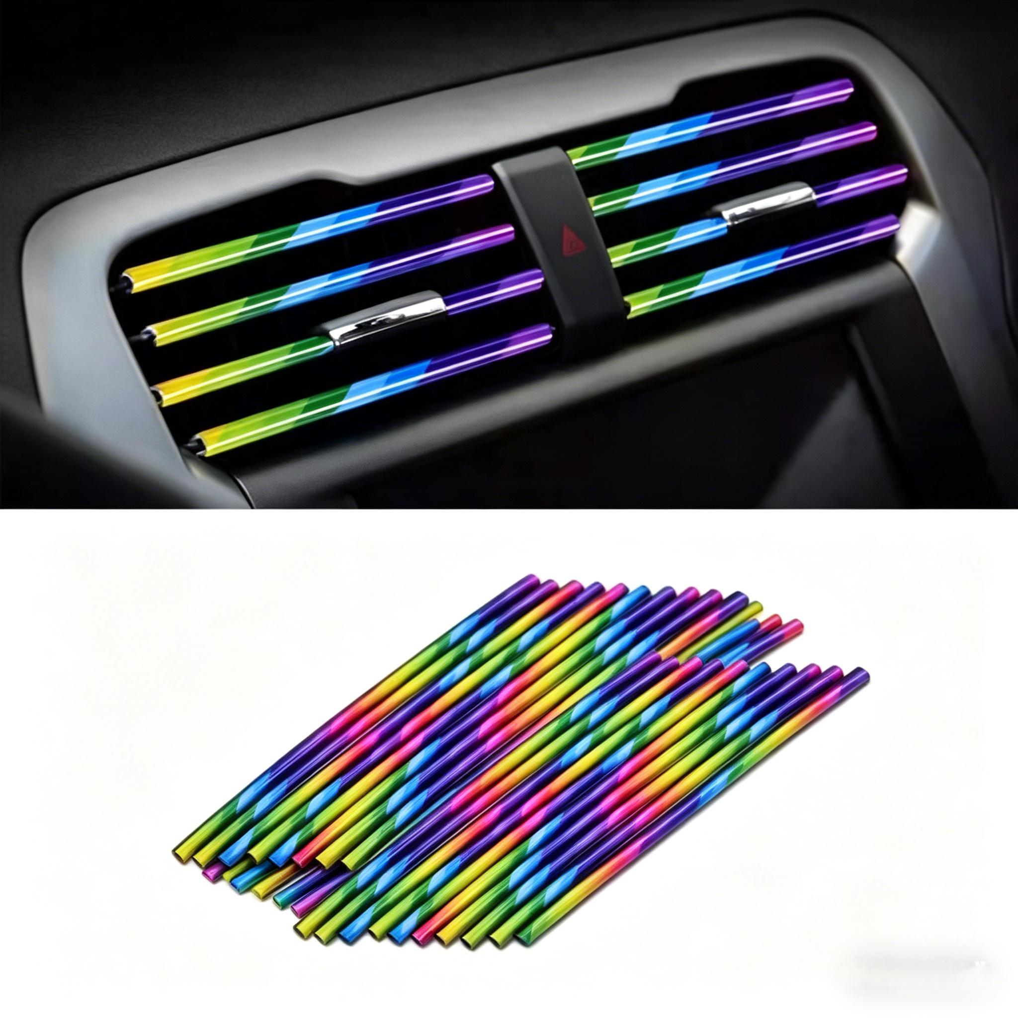 Car Air Vent Trim Strips Universal Fit Car Interior Decor Accessories Easy Install Colorful Air Conditioner Vent Decoration Cool Car Gadget for Car Lovers & Styling Enthusiasts