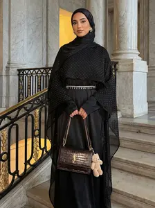 CL02 Starry cloak robe, elegant and exquisite, suitable for wedding dinner date, with belt, two piece set Modest Formal Women Chic,Fashionweek