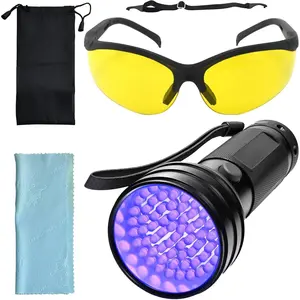 Auto Air Conditioner Leak Detector, Flashlight UV Oil Dye Leak Detection Kit with Protective Glasses for AC Leak Test