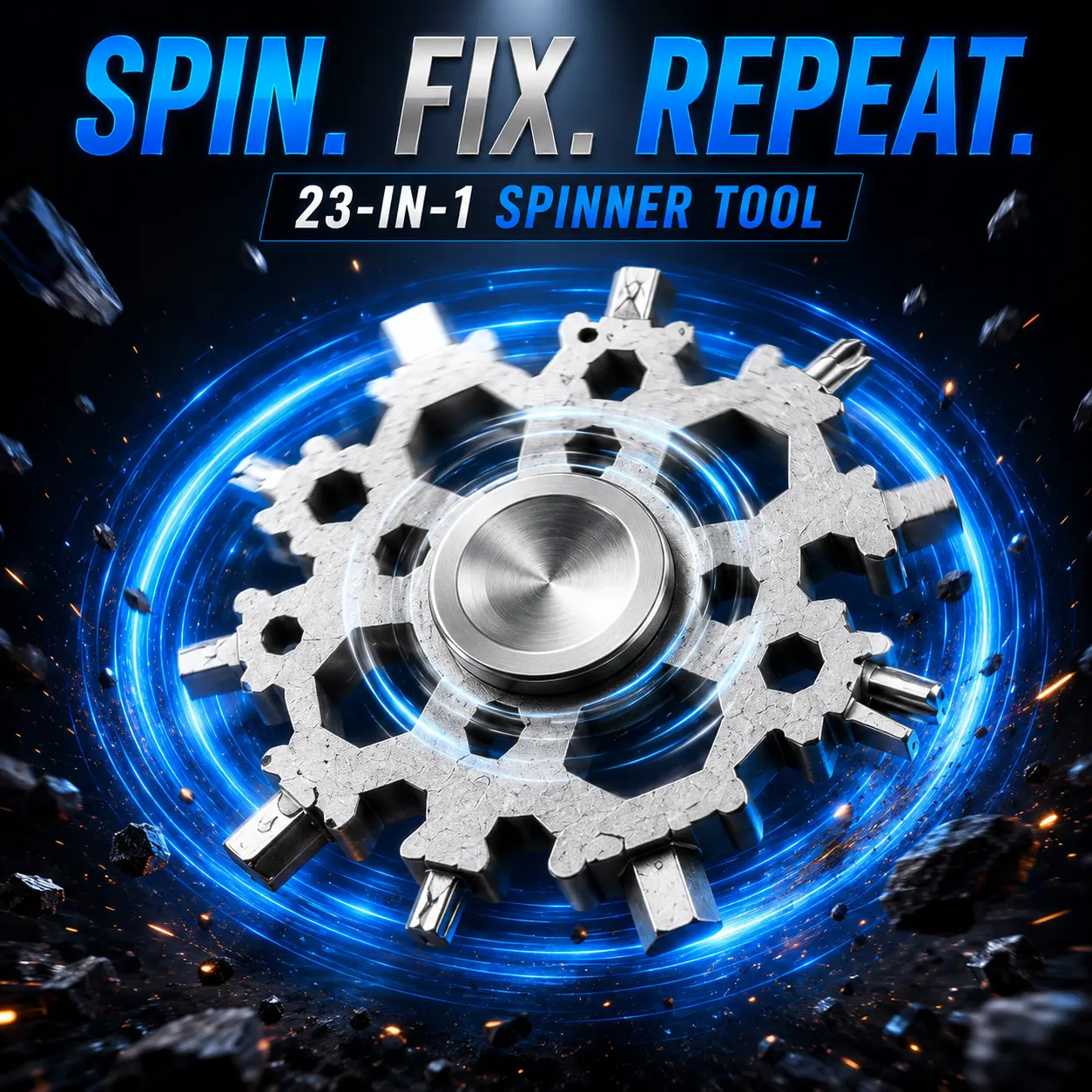 23-in-1 Snowflake Multi-Function Hand Tool, Compact Stainless Steel Hardware Tool with Wrench, Screwdriver, Bottle Opener & Hex Driver, Portable Repair Tool for Home Maintenance, Assembly, Installation, Workshop, Camping & Everyday Projects