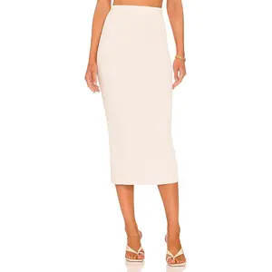 JONATHAN SIMKHAI Brooklyn Compact Rib Midi Skirt in Chantilly