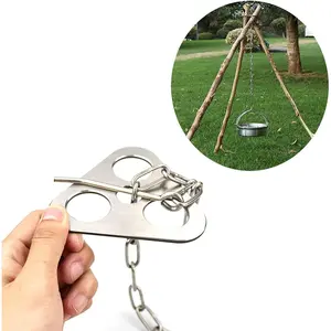 Camping Tripod Board with Adjustable Chain for Suspending Pots over Fire for Cooking by Turning Branches into Campfire Tripod, Perfect Outdoor Campfire Cooking Equipment PWPAM