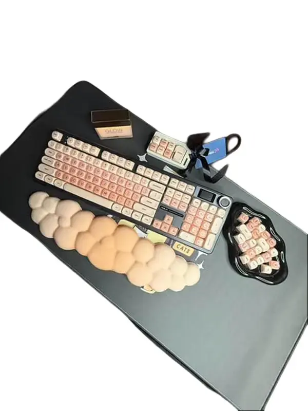 Beige Theme Wireless Keyboard Full Set for Desktop & Laptop Computer Office Equipment Components