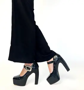 Black Croc Platform Shoes