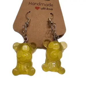 Yellow lemonade bear earrings - Unique Glow in the Dark Design