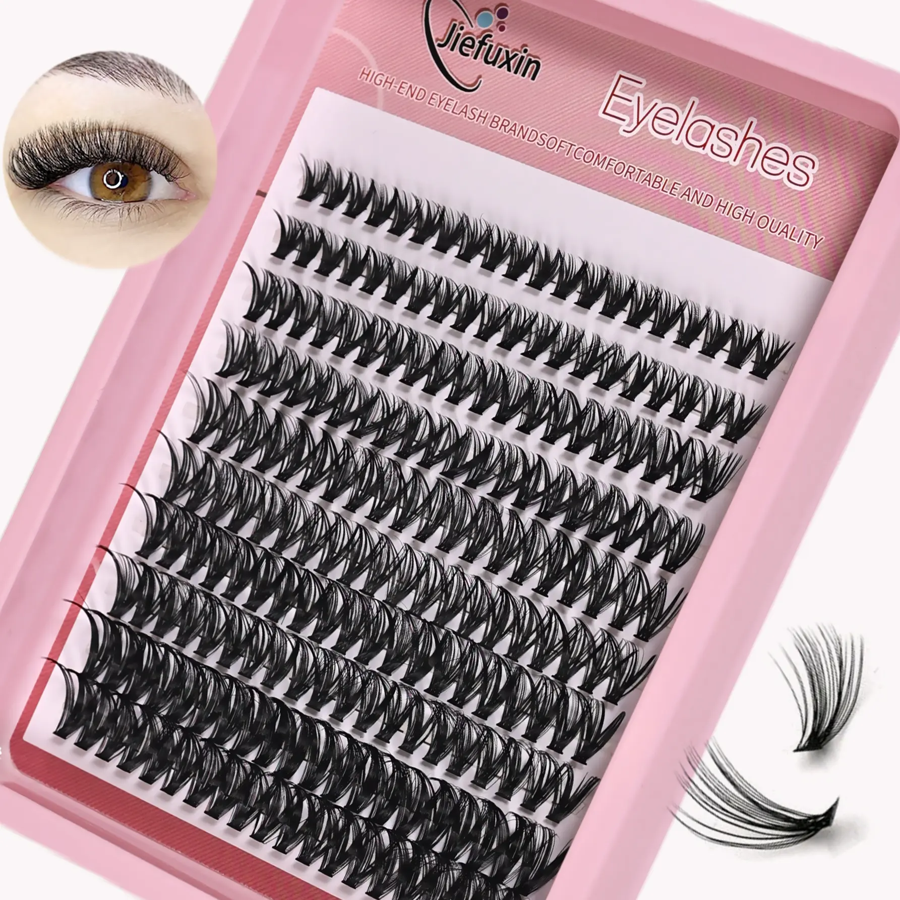 Individual Lashes 8-16mm 200pcs, Cluster Lashes Natural Look Mixed Tray, DIY Eyelash Extension, Volume Lash Clusters, Long Eyelashes