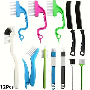 Multifunctional Cleaning Brush Set, 12pcs/set Crevice Cleaning Brush, Cleaning Brushes for Window Grooves, Bathroom, Toilet Corner, Kitchen, House Cleaning Tools, Versatile Cleaning Tool