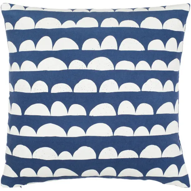 Livabliss LHN016-1320 1-Piece Rectangular Cushion Cover, 13x20 in, 100% Cotton Double-Lined Modern Lachen Woven Texture, Dark Blue & Cream Screen Printed, Line Dry/Spot Clean for Indoor Use Decor Spaces, One-Piece