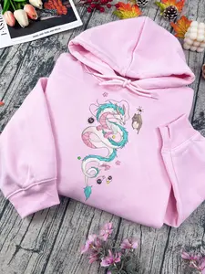 Spirited Away Embroidered Crewneck Sweatshirt;Haku embroidered sweatshirt, Studio Ghibli Embroidery Sweatshirt Hoodie,  Cotton Fabric