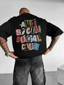 Men's Casual Short Sleeve Round Neck T-Shirt, Letter Print Versatile Tee, Comfortable Fitted Design, Inner and Outer Wear, Couple Top