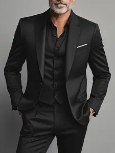 Men's Three-Piece Formal Suit with a Shawl Lapel, Including a Jacket, Trousers, And Vest, Suitable for Weddings And Important Occasions, Matching Suits