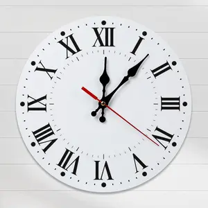 Classic Black Roman Numeral Wall Clock | Silent Sweep Movement On White Background, Battery Not Included, Ideal For Modern, Vintage, Or Minimalist Home Decor, Assembly required