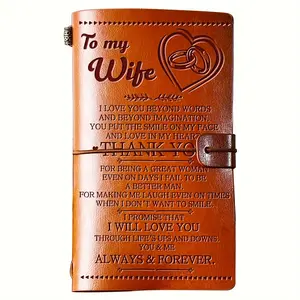 1pc Wife Gifts From Husband, To My Wife Faux Leather Journal, 140 Pages Wife Refillable Writing Journal, Anniversary Wedding Christmas Gifts For Wife From Husband, Romantic Gifts For Her