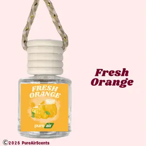 Fresh Orange Pure Air Scented Air Freshener Oil Diffuser - Hangable Glass Woody Design - Lasts 60+ Days - Fragrance Oil Diffuser