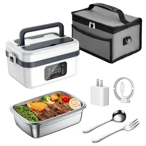 Portable Electric Heating Food Container Lunch Box, 1000ml Rechargeable Self-Heating Food Warmer for Home, Office and School Use