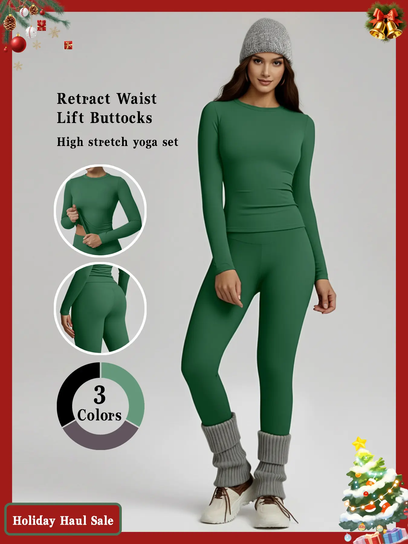 Women's 2-Piece Seamless Workout Set, Brushed Long Sleeve Top & High Waist Leggings with Abdominal Control for Yoga & Running, Workout Running Outfits, Sports Baselayers
