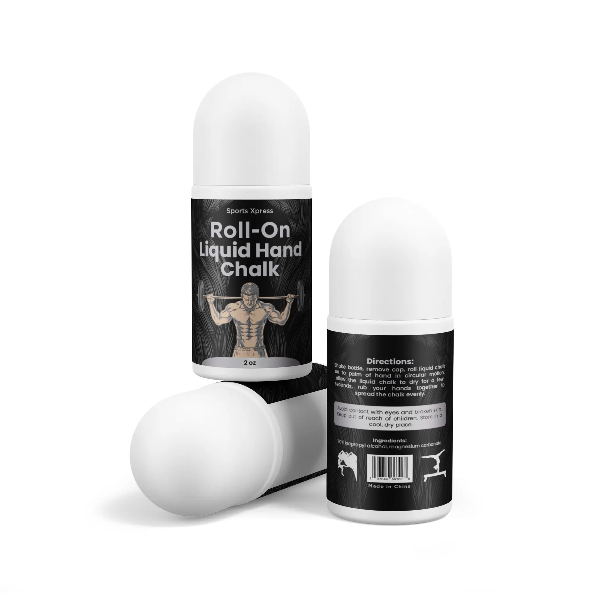 Roll-On Liquid Hand Chalk for Improved Grip in Weightlifting, Gymnastics, Rock Climbing - Portable