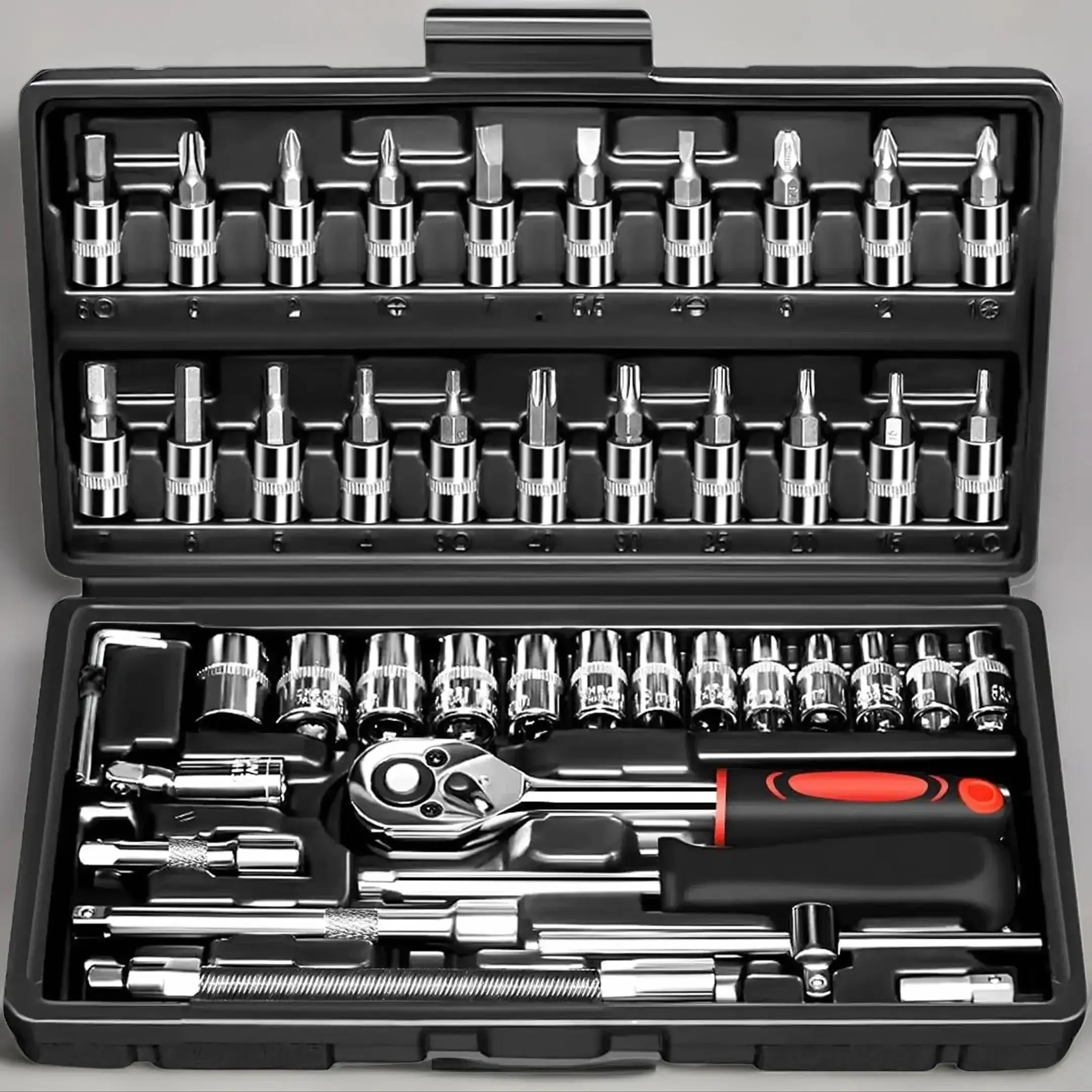 Car Repair Tool Kit, Multipurpose Screwdriver & Socket Combination Tool Kit, Professional Hand Tool for Mechanics & DIY Enthusiasts, Tool Box, Ratchet