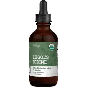 Organic Lugol's Iodine Solution 2% – 3000 mcg Per Serving, Thyroid Support, Energy & Metabolism Booster, 2 fl oz Liquid Supplement