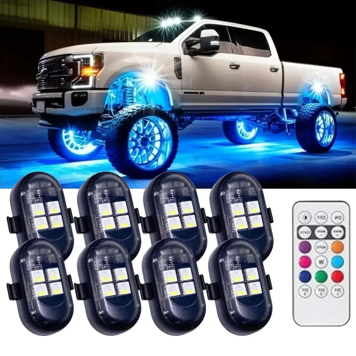 6 PCS RGB Led Aircraft Strobe Light Remote Wireless Motorcycle Flash Light Warning Lights for   Bike Car Multifunctional