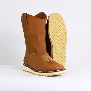 BOTAS DE TRABAJO ESTILO RODEO PIEL CRAZY MANGO / MEN'S WORK BOOTS PULL ON LEATHER