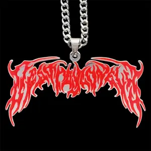Red Destroy Lonely Necklace 2" Mirror Polished Opium Pendant Stainless Steel Hypoallergenic Chain Free Gift Included