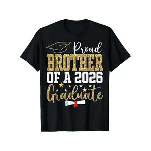 2026 Graduate Proud Brother & Senior Year Family T-Shirt - Loose Fit Casual Graduation Outfit Suitable for 2026 Grad, Comfortable Round Neck Role Costume