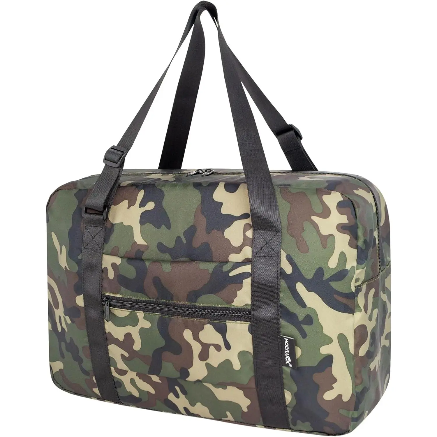 Foldable Camo Duffle Bag for Men, Waterproof Compact Travel Bag for Gym and Hospital, Underseat Personal Item with Trolley Sleeve, 17 x 13 x 6.5 in, 45+ lb Capacity, 0.1Kg, 17 X 13 X 6.5 Inches