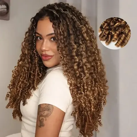 Tinashe Highlight Feather Crochet Human Hair Extensions Burmese Curly 50G Per Pack Beginner Friendly Knot Braiding Hair #sohochic #TikTokShopBackToSchool