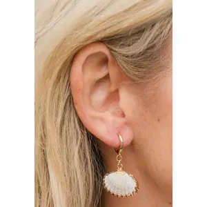 Scallop Shell Dangle Hoop Earrings