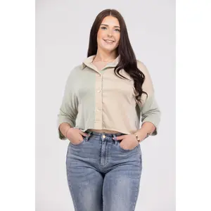 Lost In Your Eyes Women's Two-Tone Button Up Top